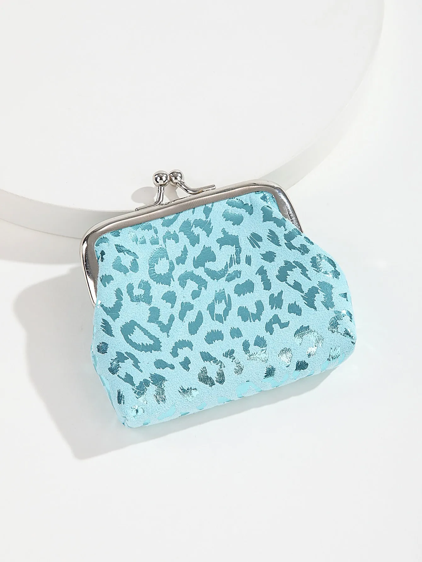 Metallic Leopard Pattern Coin Case - Blue