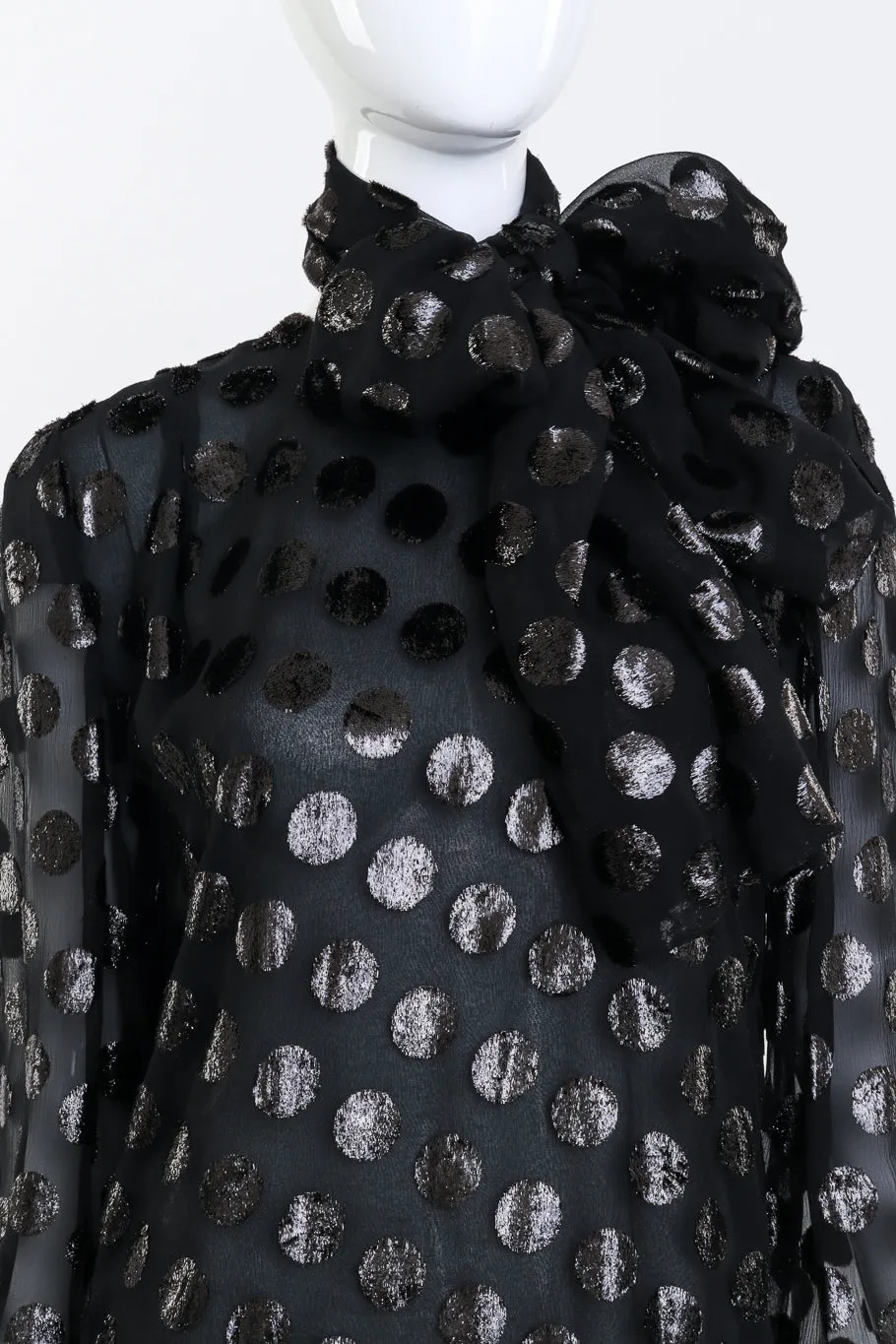 Metallic Polka Dot Silk Blouse