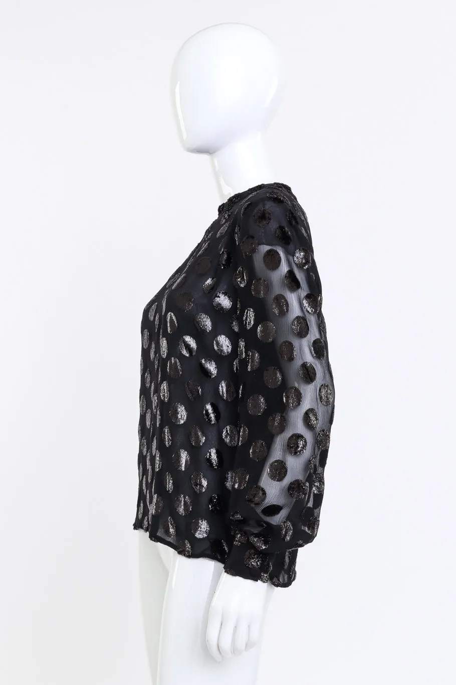 Metallic Polka Dot Silk Blouse