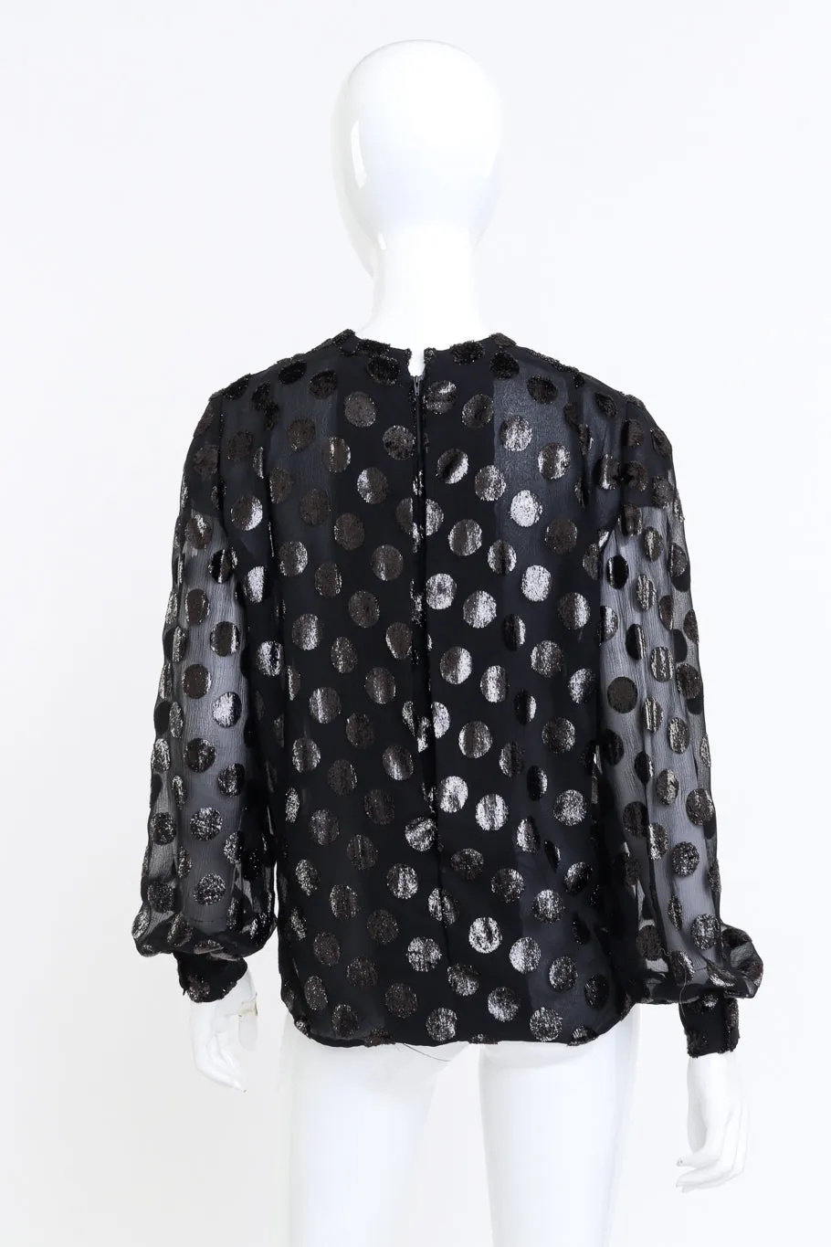 Metallic Polka Dot Silk Blouse
