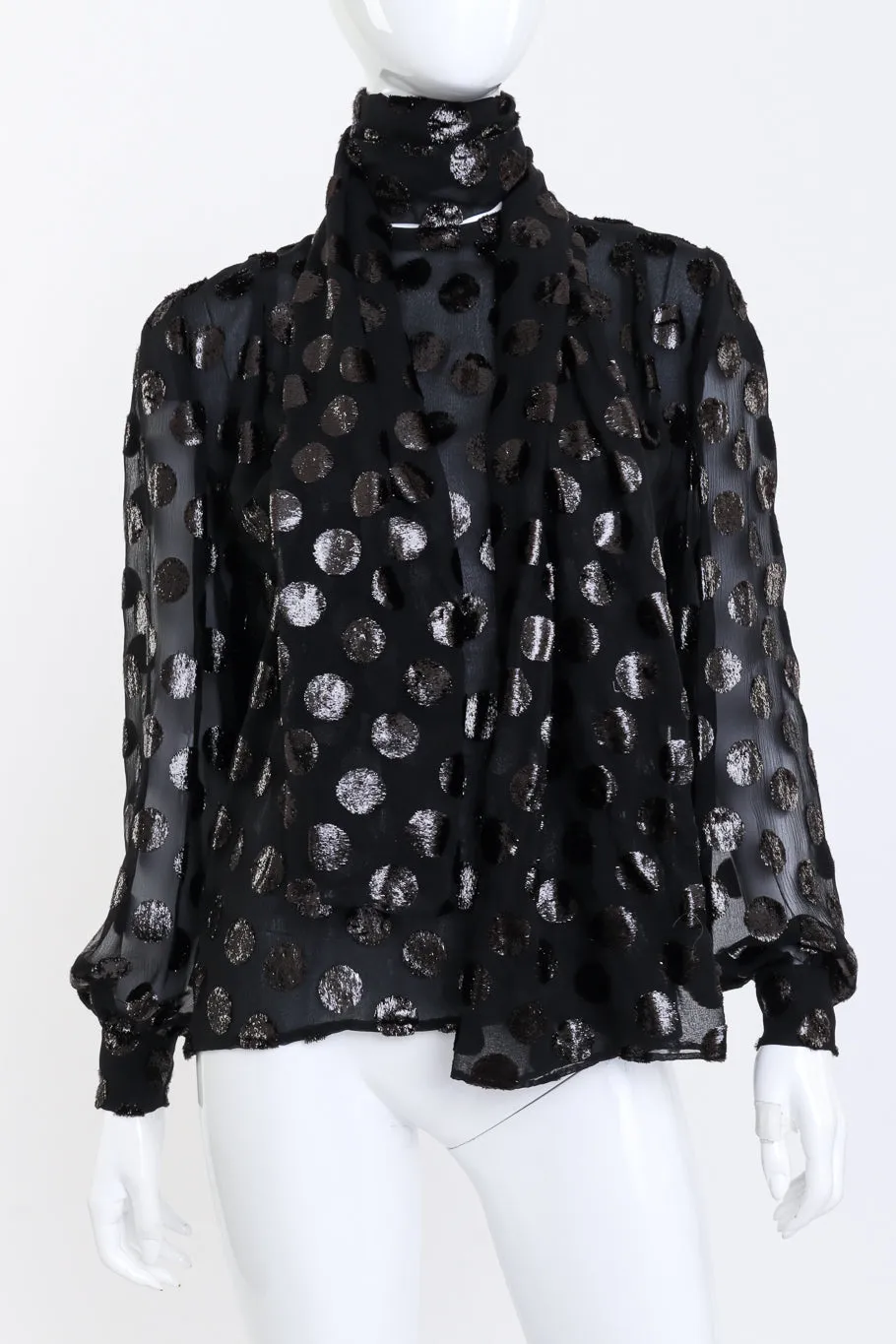 Metallic Polka Dot Silk Blouse