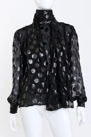 Metallic Polka Dot Silk Blouse