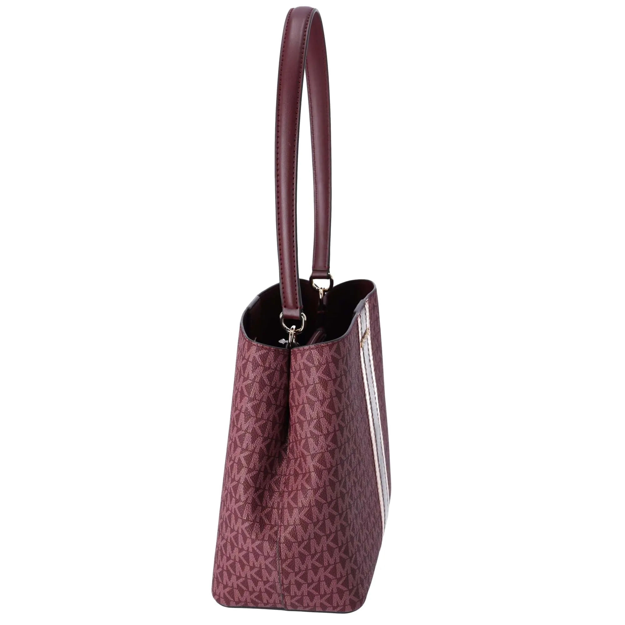 Michael Kors Pratt Medium MK Logo Bucket Shoulder Bag Oxblood Multi Metallic