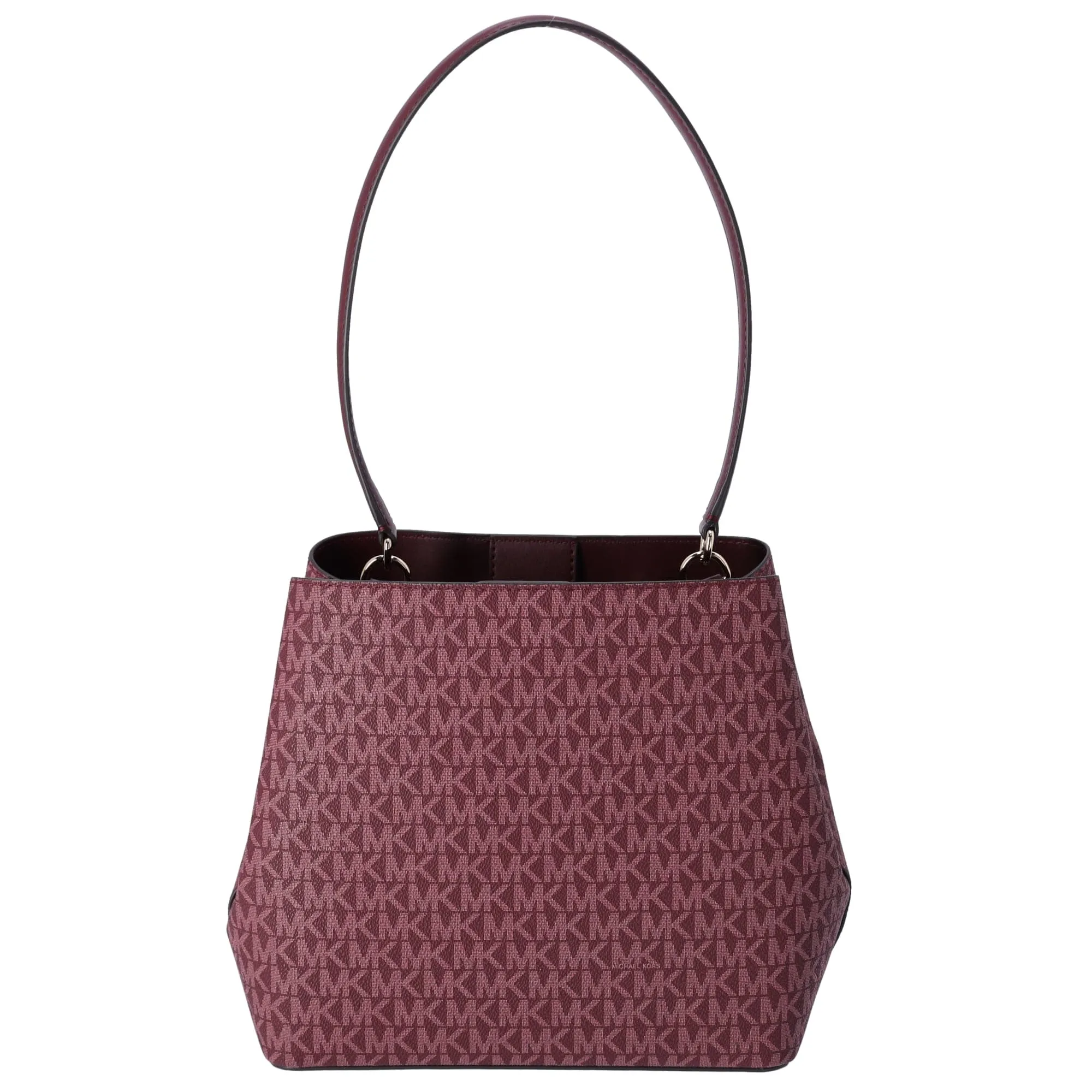 Michael Kors Pratt Medium MK Logo Bucket Shoulder Bag Oxblood Multi Metallic