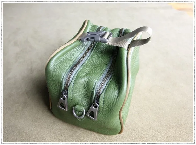 Mini Womens Leather Shoulder Bag Cube Double Zip Leather Crossbody Bag for Ladies