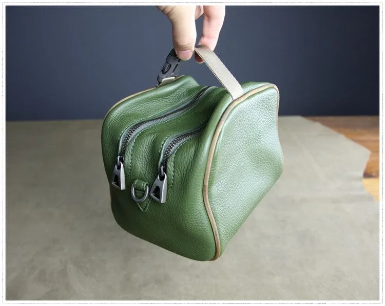 Mini Womens Leather Shoulder Bag Cube Double Zip Leather Crossbody Bag for Ladies
