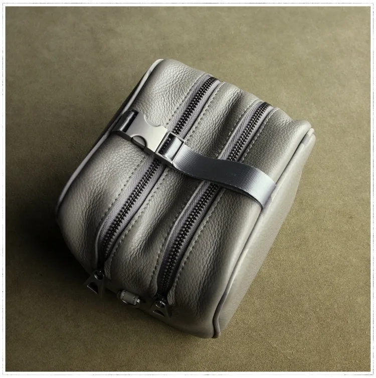 Mini Womens Leather Shoulder Bag Cube Double Zip Leather Crossbody Bag for Ladies