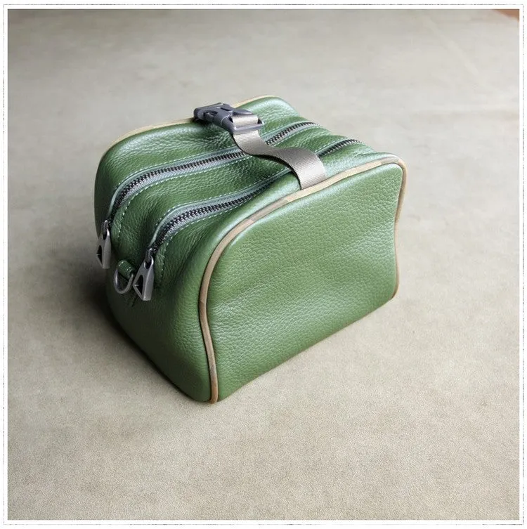 Mini Womens Leather Shoulder Bag Cube Double Zip Leather Crossbody Bag for Ladies