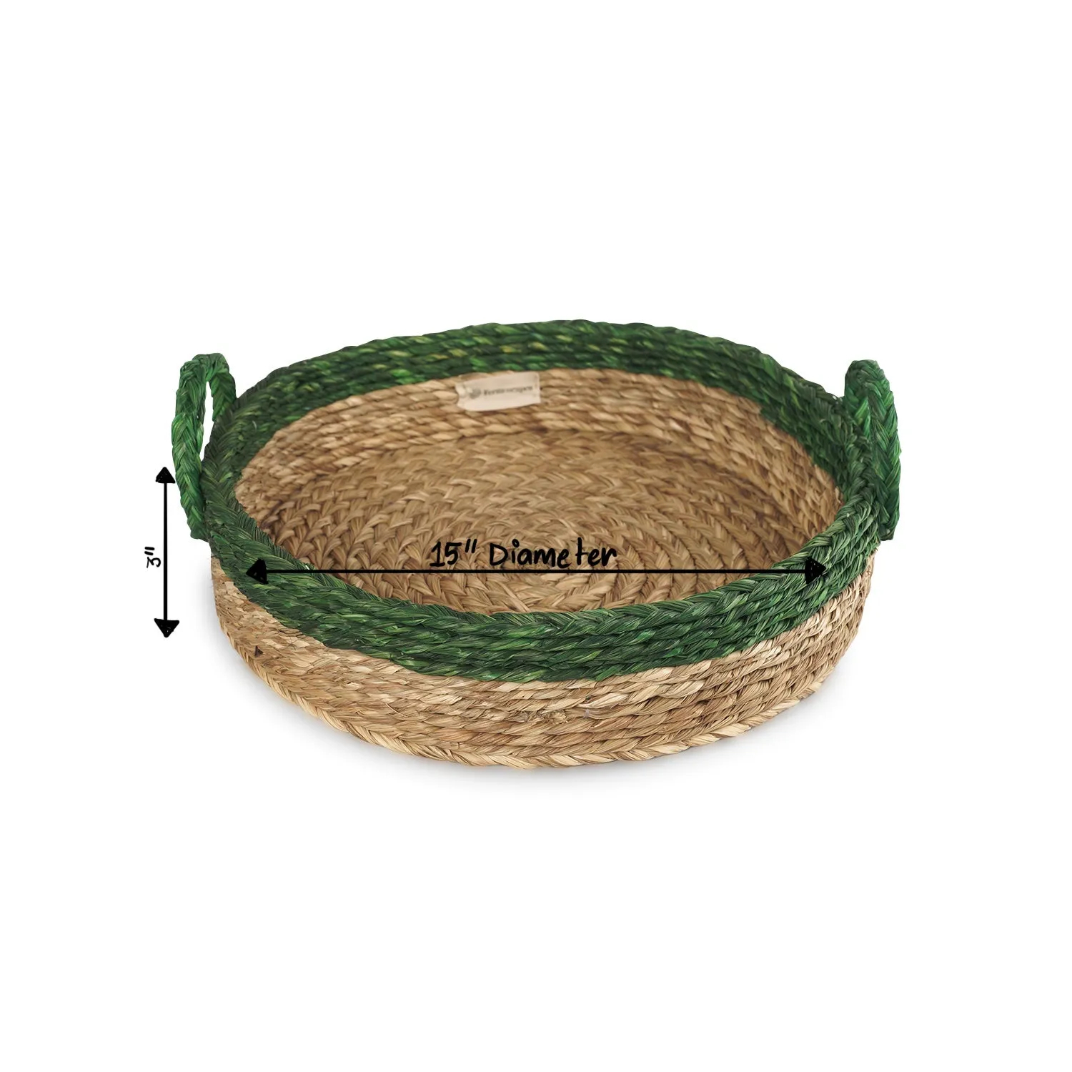 NATURAL GRASS ROUND TABLE TRAY ORGANIZER-DUAL COLOUR NATURAL AND GREEN HOME DECOR