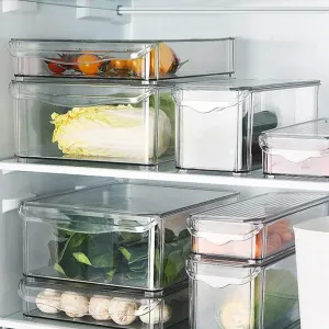 NEW Fridge Organizers And Storage with Lids 4 Pack, Food Fruit Vegetable Storage Bin Stackable Fridge Organizer Refrigerator Storage Containers - Shelf, Pantry Cabinet