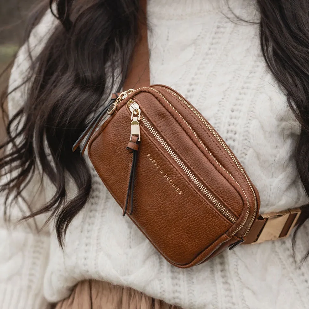 On The Run belt bag vegan leather chestnut