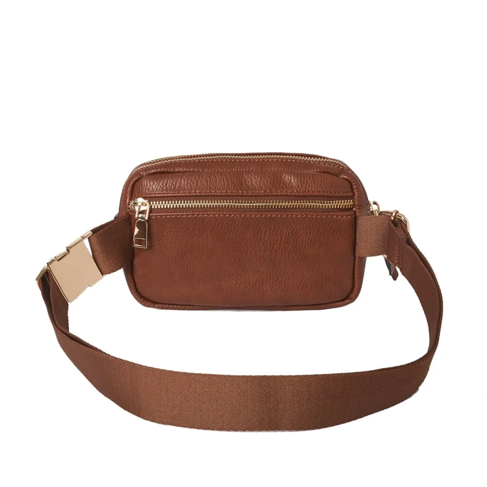 On The Run belt bag vegan leather chestnut