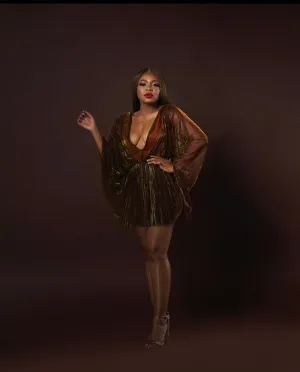 Oyemwen Holiday Collection Dress Red/Gold