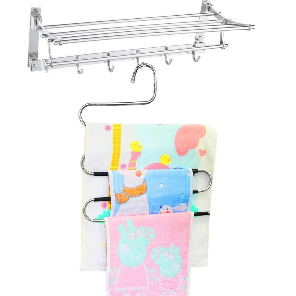 Pants Hangers - 4 Pack Scarf Hangers S-Type Clothes Pant Hangers Multi-Purpose Pants Hanger Space Saving Non-Slip Closet Organizer for Scarfs Jeans Clothes Trousers Towels