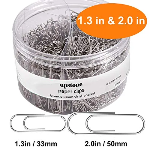 Paper Clips, Medium and Jumbo Paper Clip, Durable and Rustproof, Coated Paper Clips Great for Office School Document Organizing (Silver)