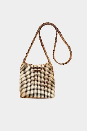 Pixel Metallic Mesh Mini Bag in Gold lo