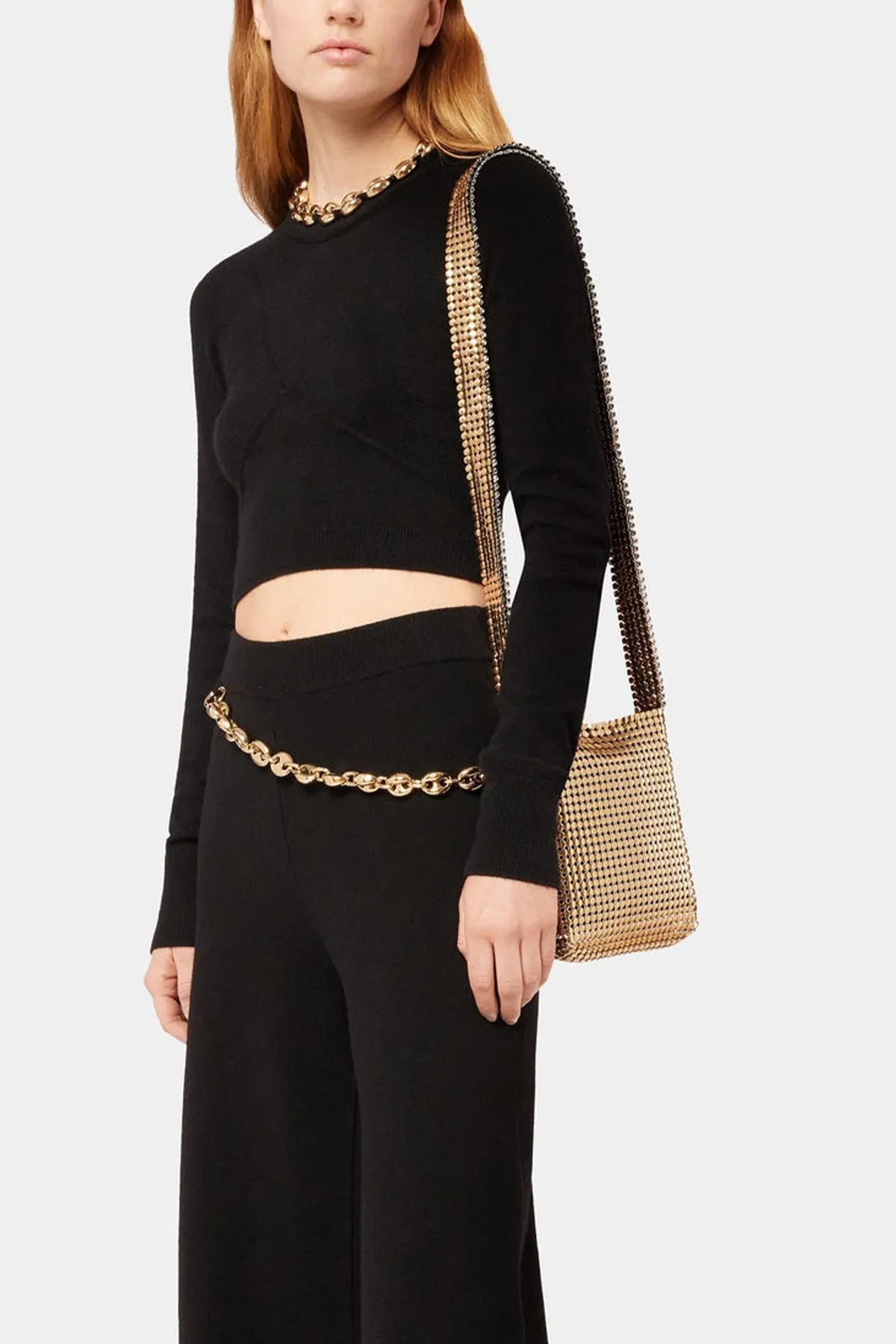 Pixel Metallic Mesh Mini Bag in Gold lo