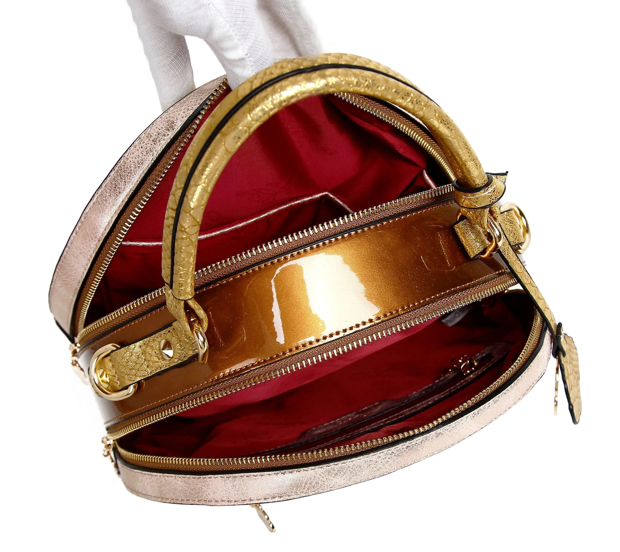 Princess Mera Vintage Sphere Double Zipper Opening Handbag [BC8102]