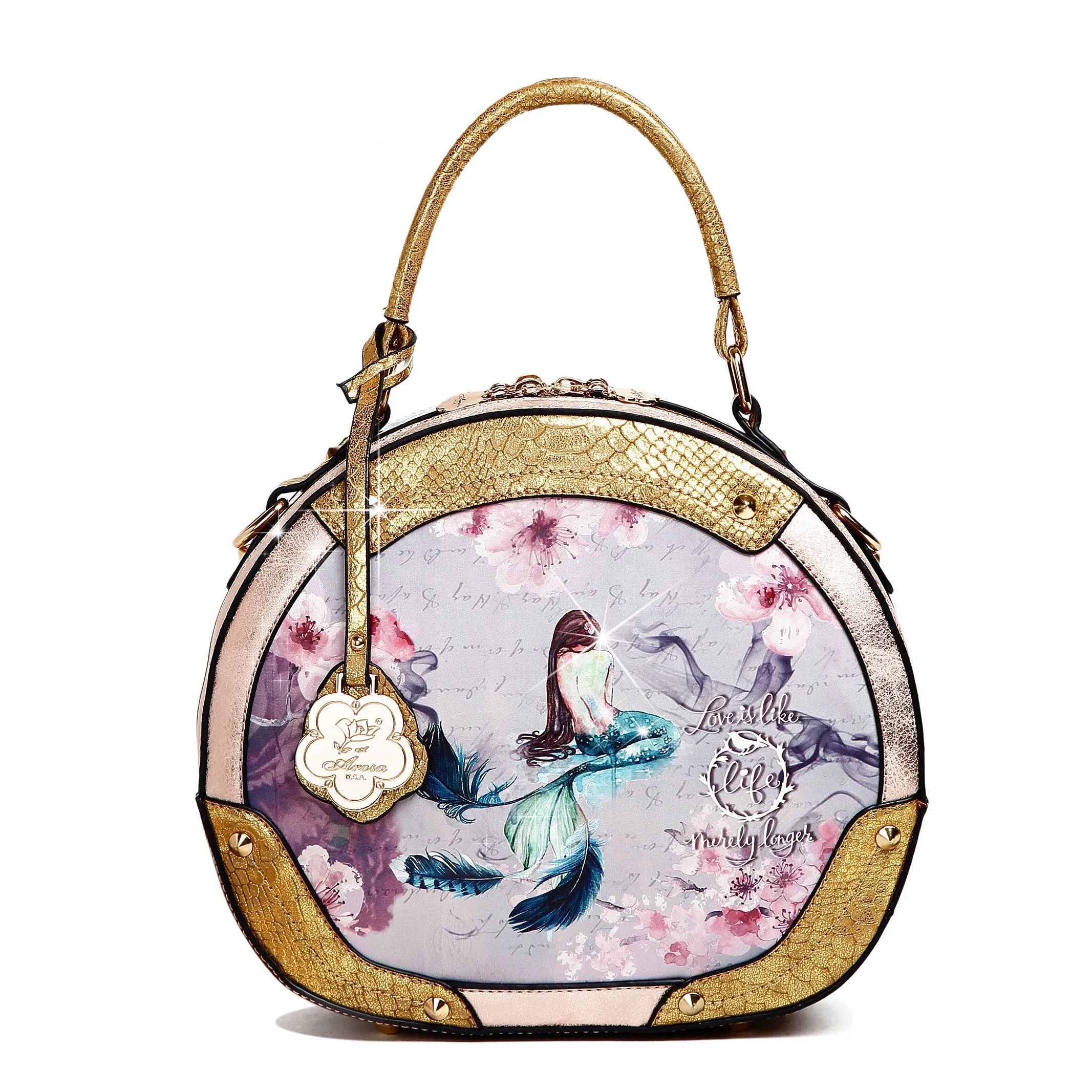 Princess Mera Vintage Sphere Double Zipper Opening Handbag [BC8102]