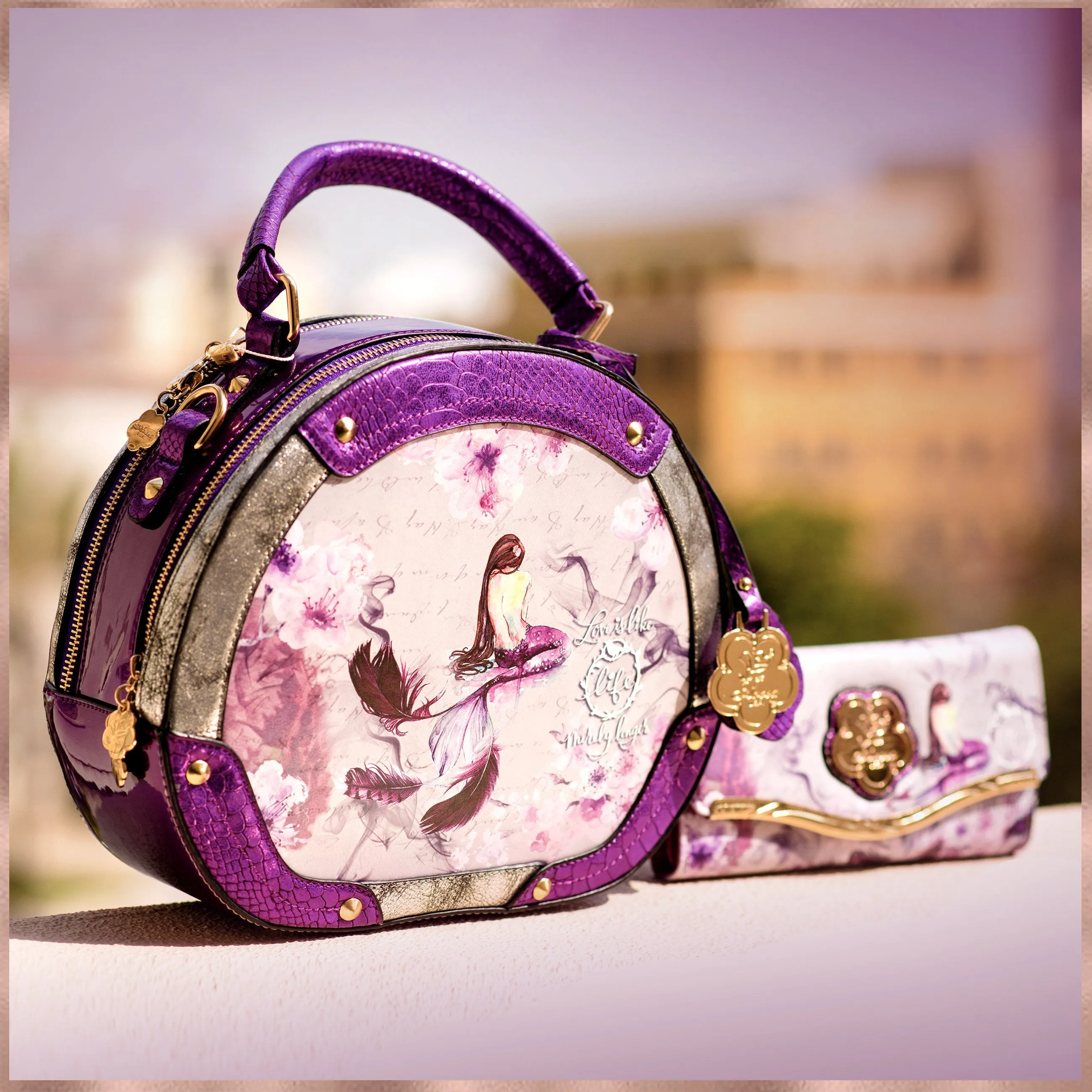 Princess Mera Vintage Sphere Double Zipper Opening Handbag [BC8102]