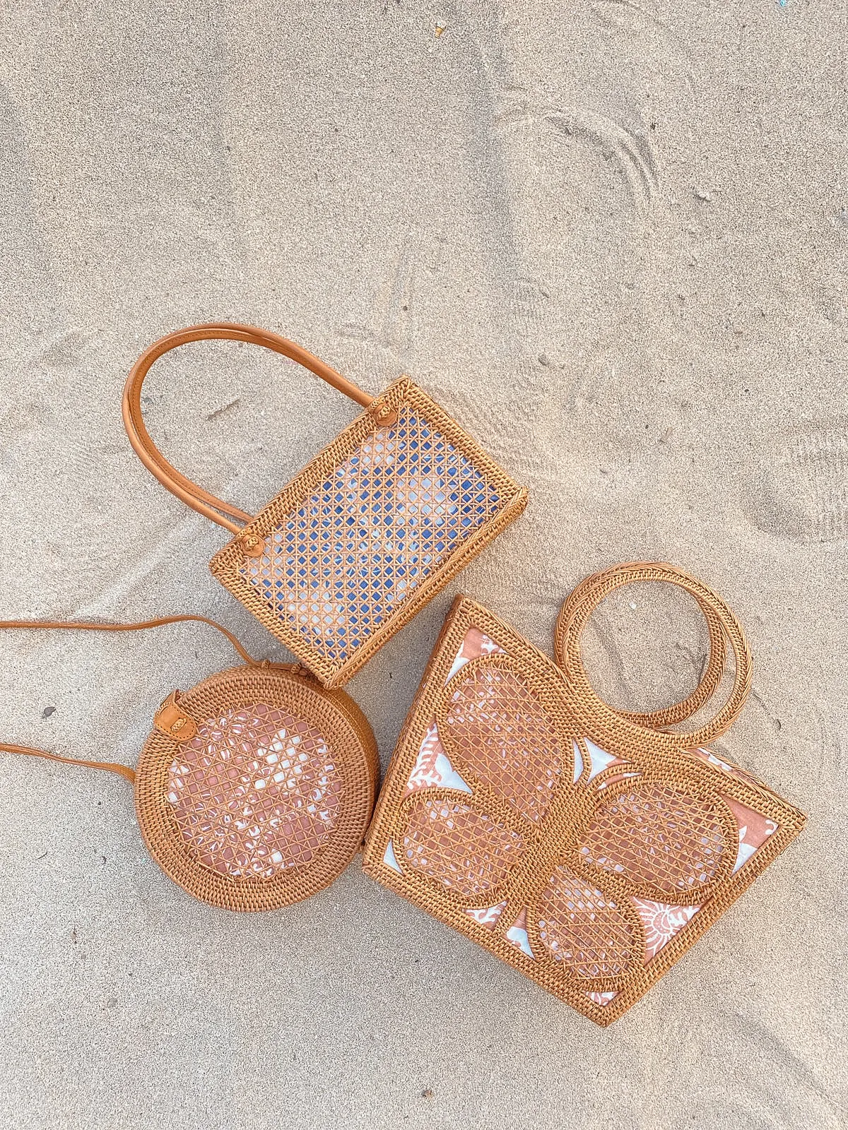 Rattan Mesh Top Handle Tote Bag