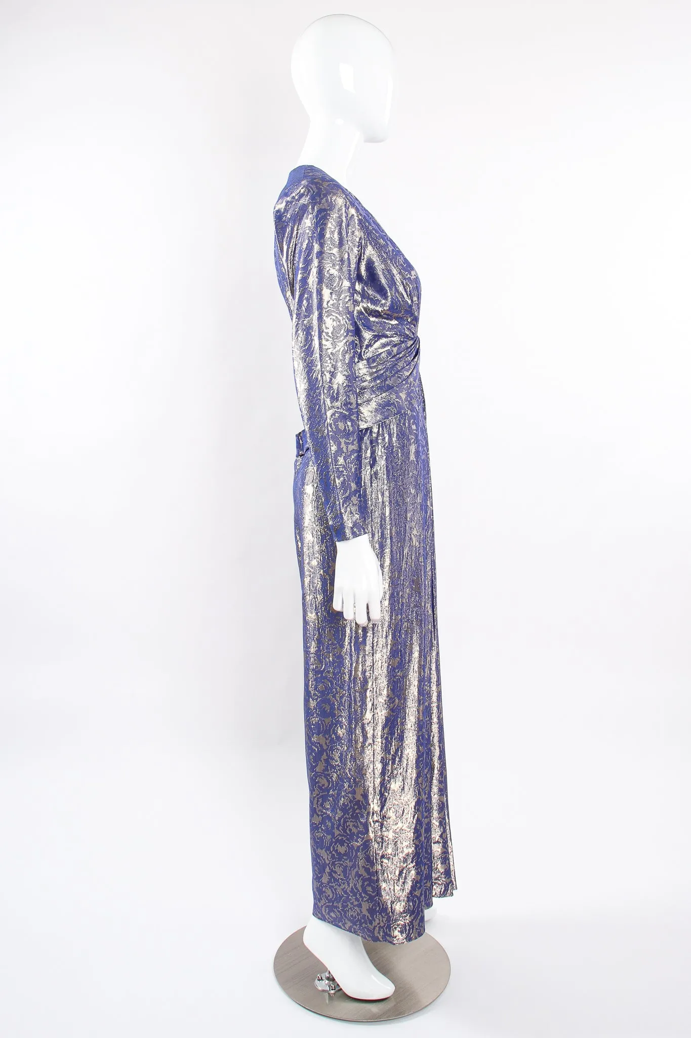 Rose Brocade Waist Wrap Dress