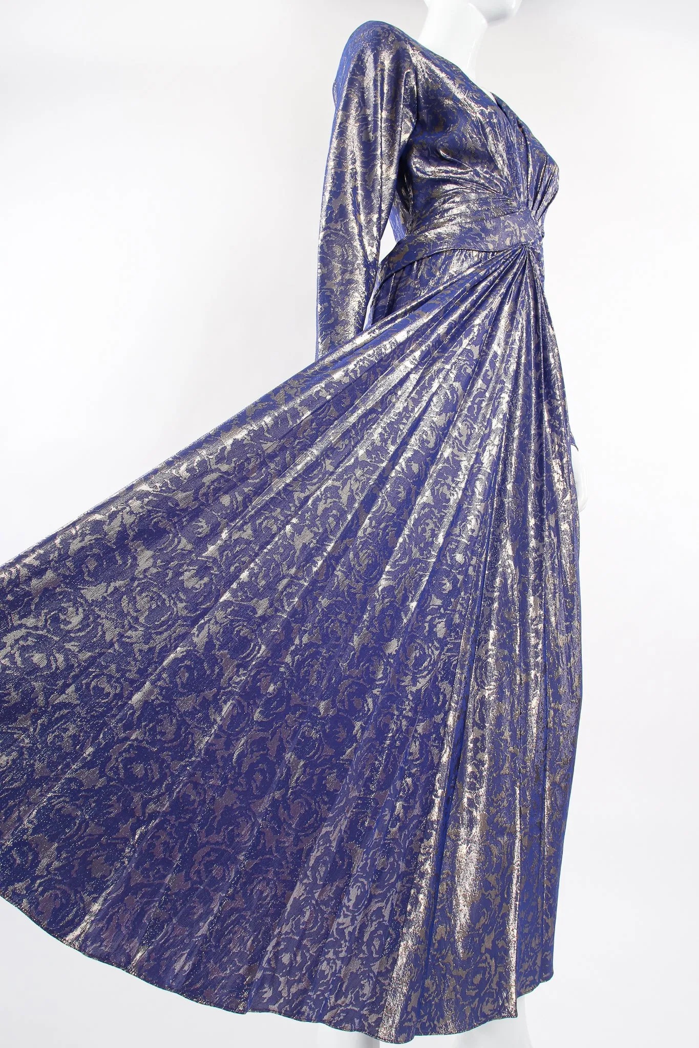 Rose Brocade Waist Wrap Dress