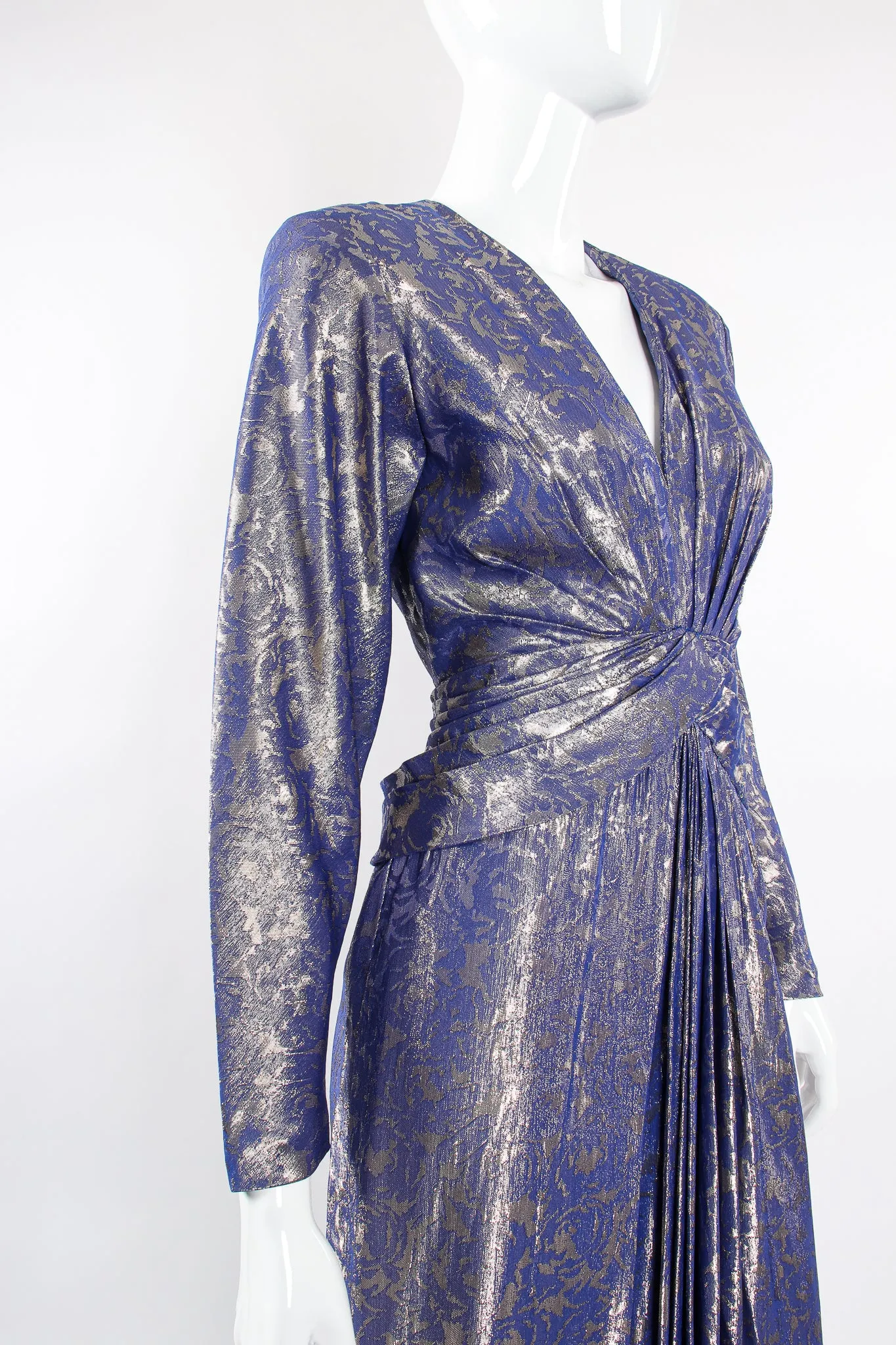 Rose Brocade Waist Wrap Dress