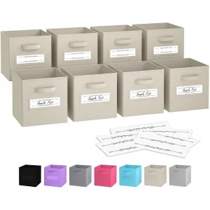 Royexe - Storage Cubes - (Set of 8) Storage Baskets | Features Dual Handles & 10 Label Window Cards | Cube Storage Bins | Foldable Fabric Closet Shelf Organizer | Drawer Organizers and Storage (Pink)