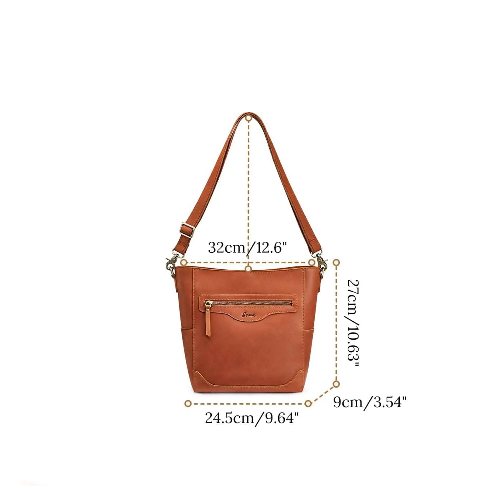 S-Zone Women Genuine Leather Bucket Bag