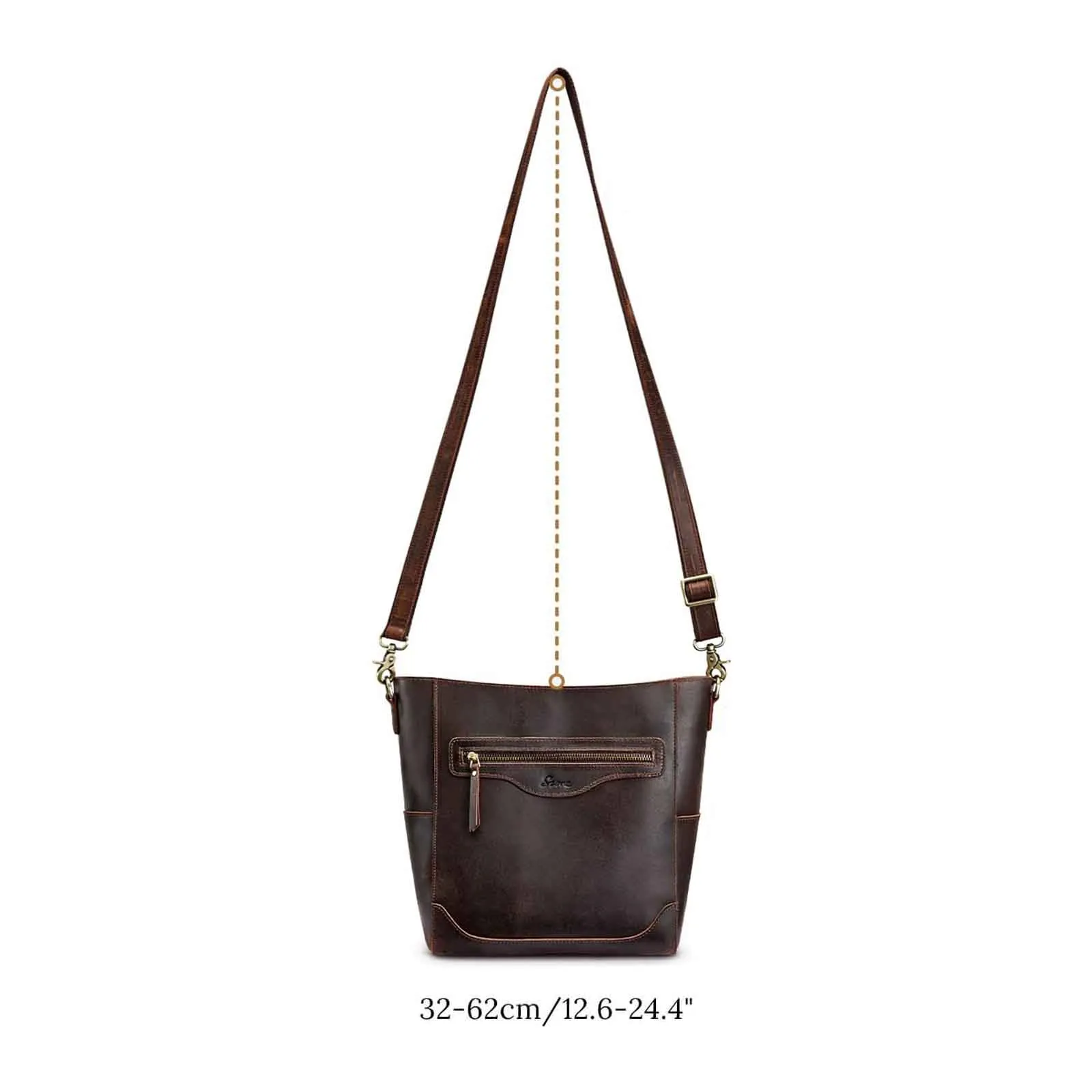 S-Zone Women Genuine Leather Bucket Bag