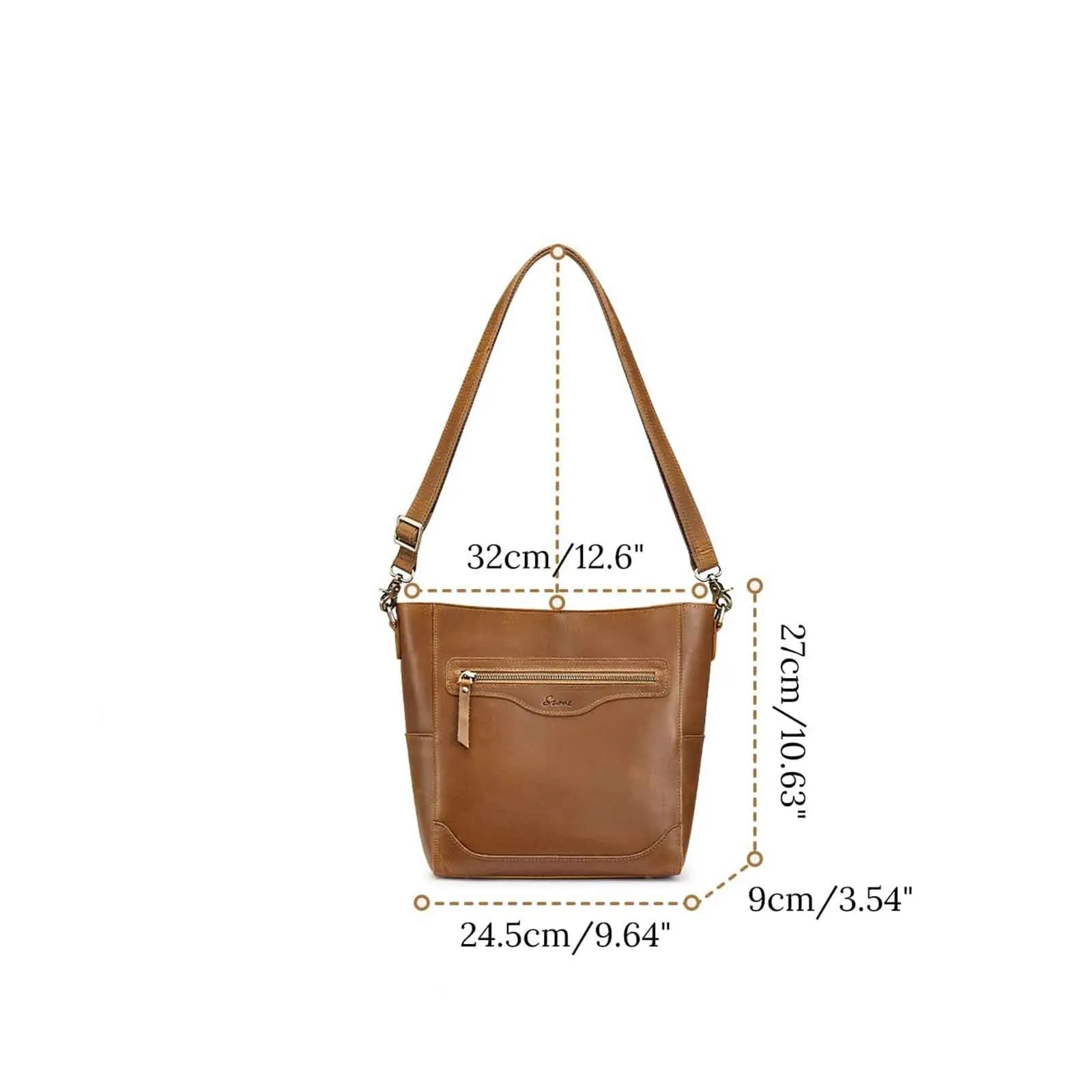 S-Zone Women Genuine Leather Bucket Bag