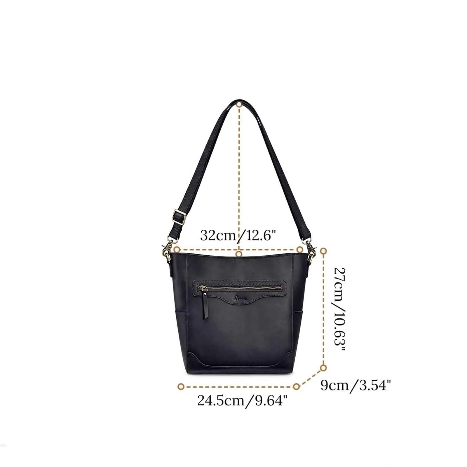 S-Zone Women Genuine Leather Bucket Bag
