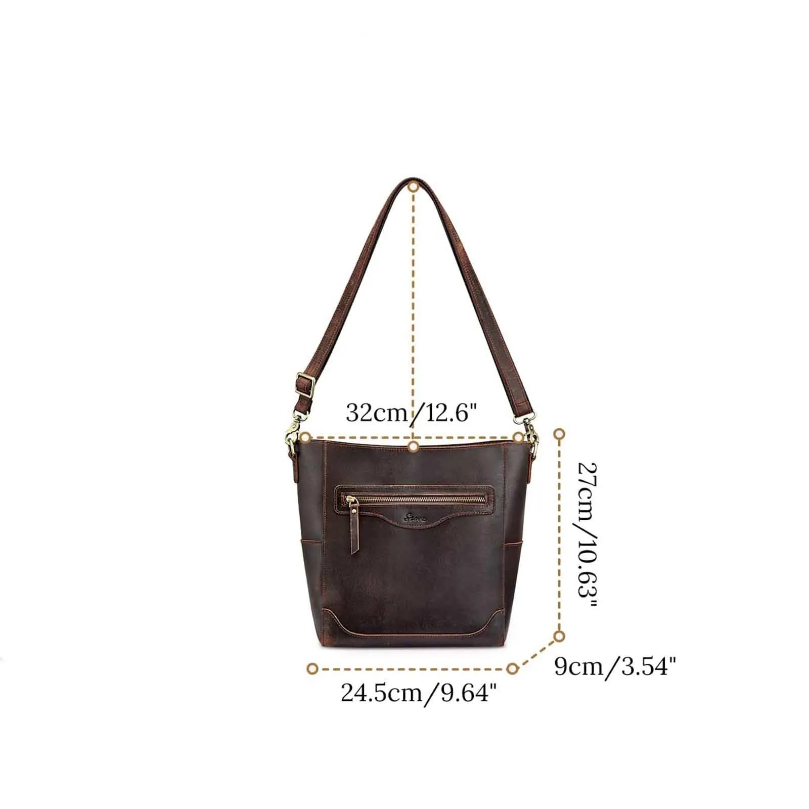 S-Zone Women Genuine Leather Bucket Bag