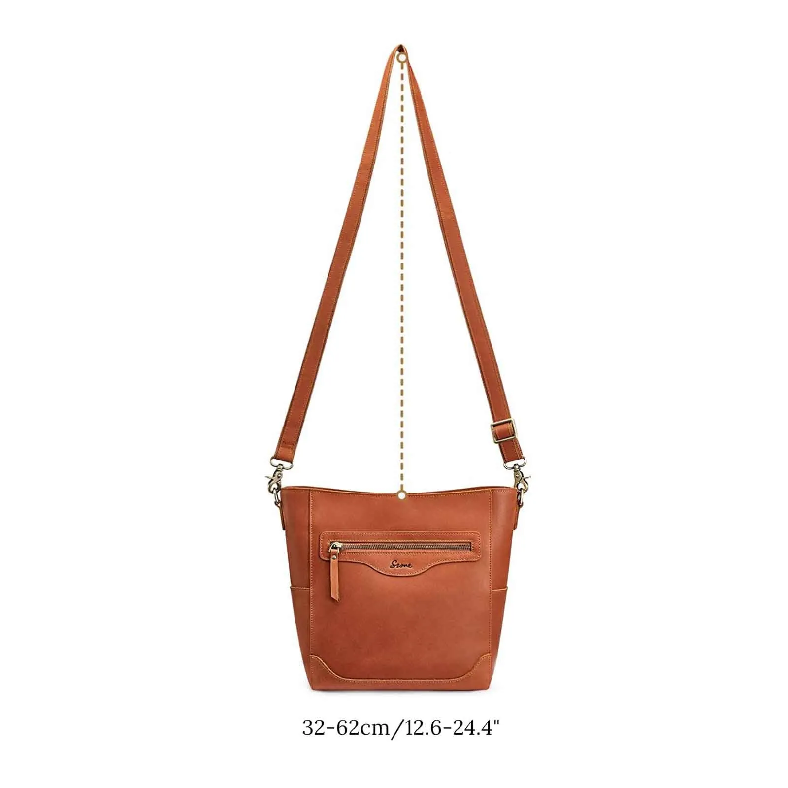 S-Zone Women Genuine Leather Bucket Bag