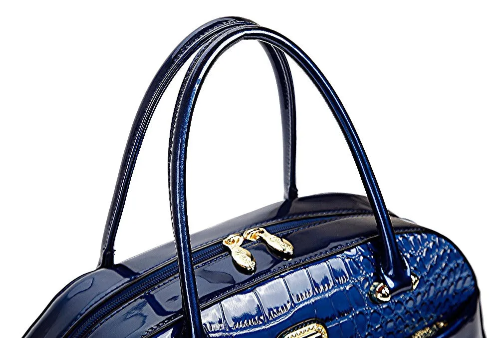 Sleek and Steady Vegan Leather Retro Crystal Overnight Latch On Bag [KGO8329]