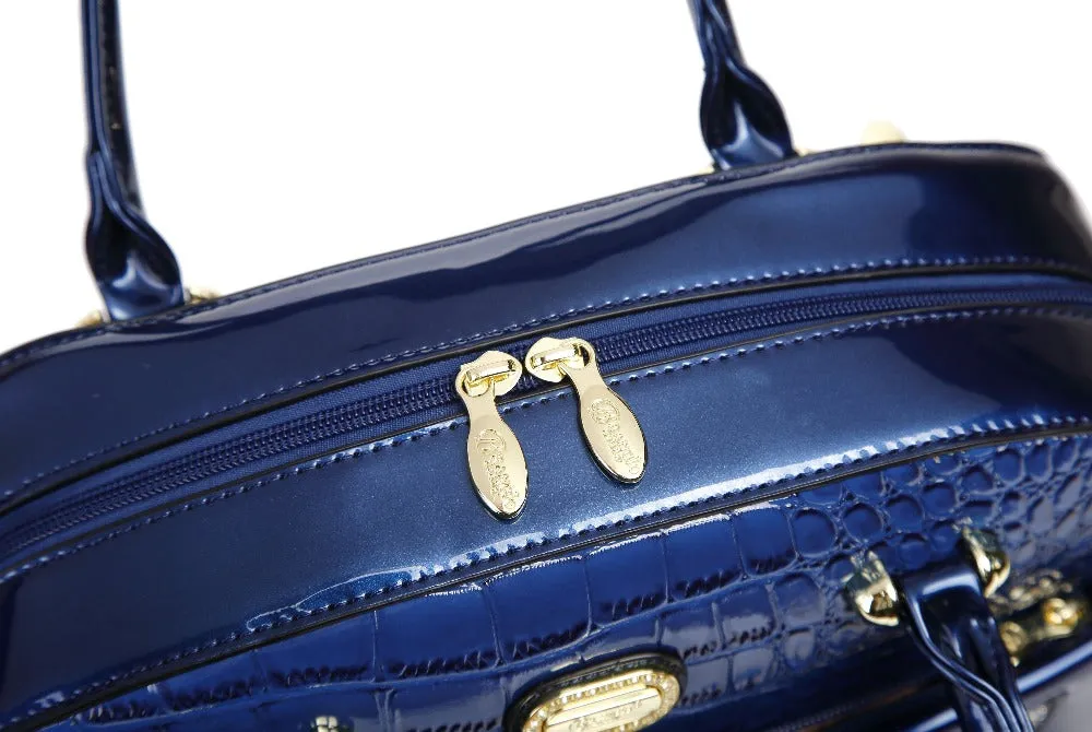 Sleek and Steady Vegan Leather Retro Crystal Overnight Latch On Bag [KGO8329]