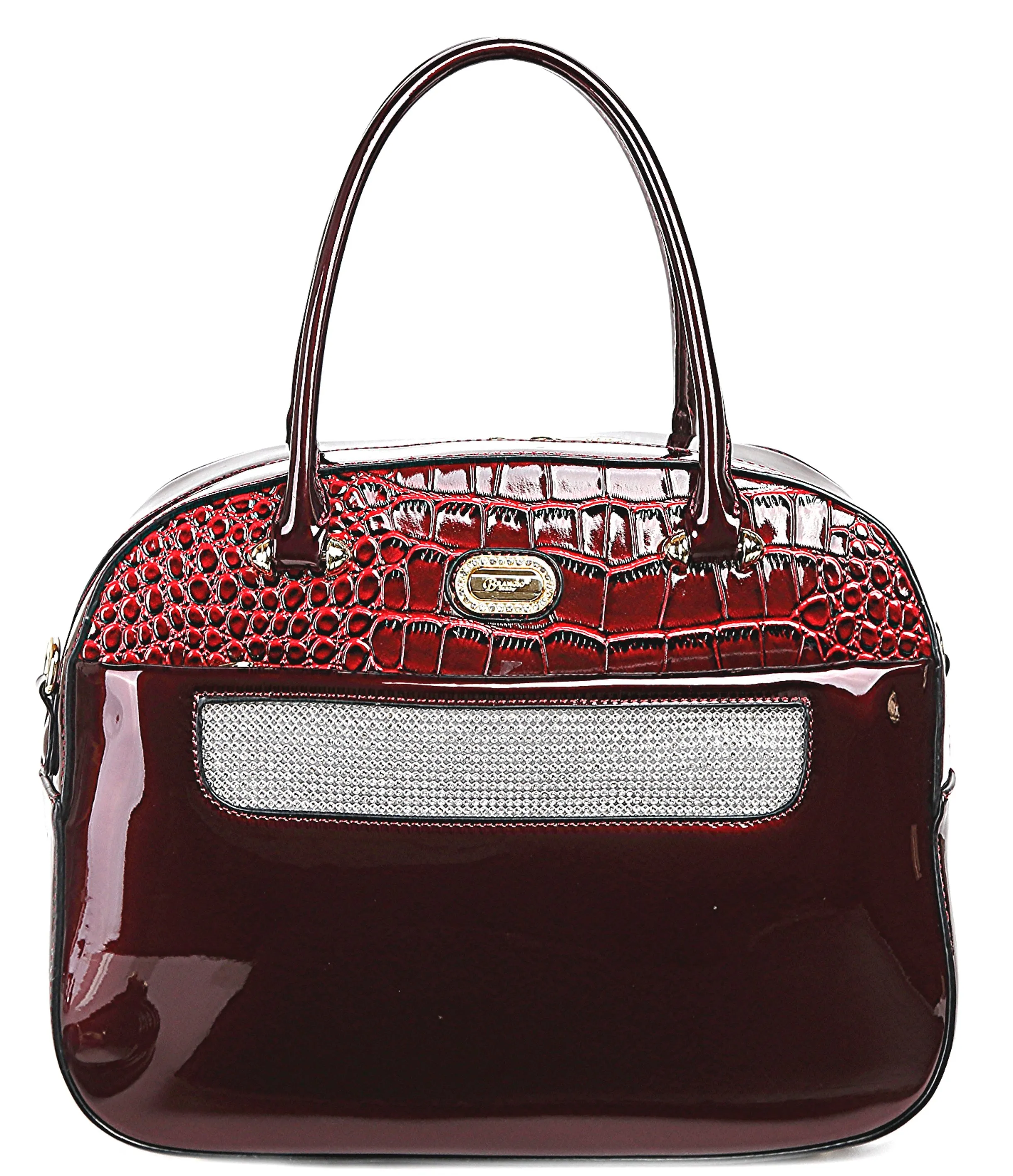 Sleek and Steady Vegan Leather Retro Crystal Overnight Latch On Bag [KGO8329]