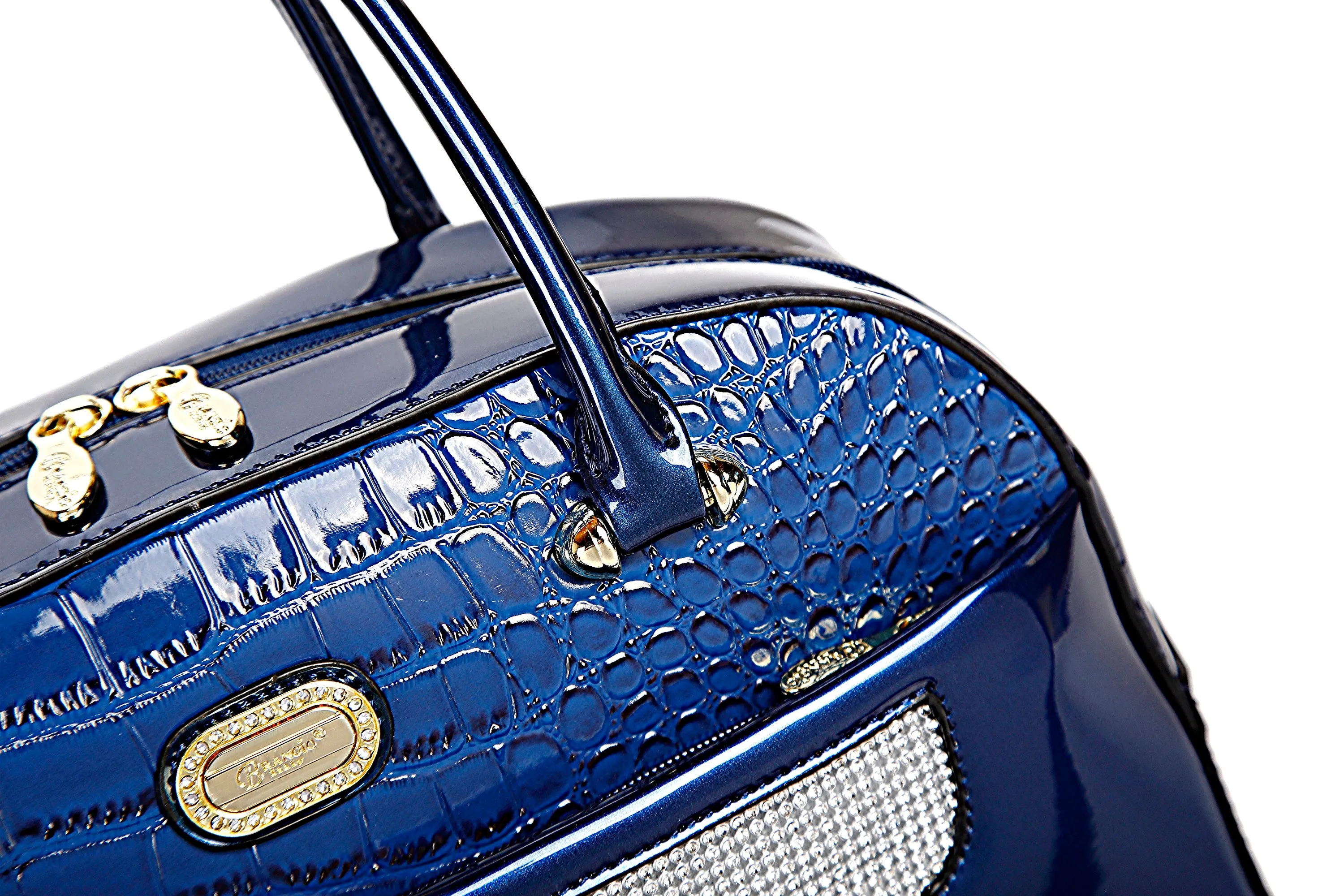 Sleek and Steady Vegan Leather Retro Crystal Overnight Latch On Bag [KGO8329]