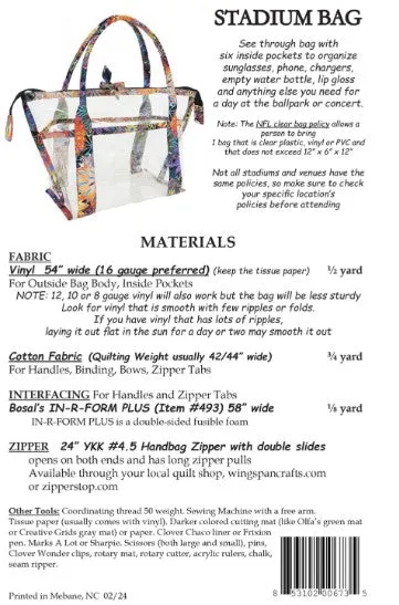 Stadium Bag Pattern by Aunties Two