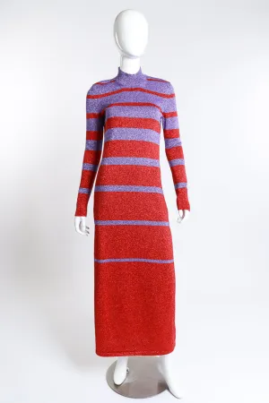 Striped Metallic Knit Maxi Dress