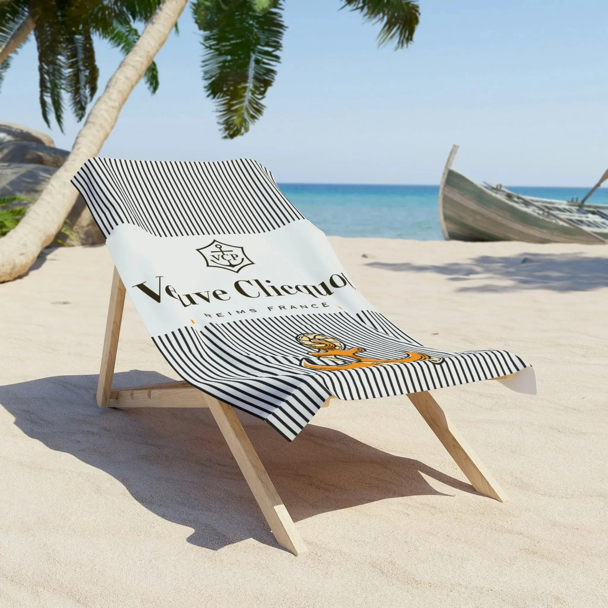 Striped Veuve Champagne Beach Towel