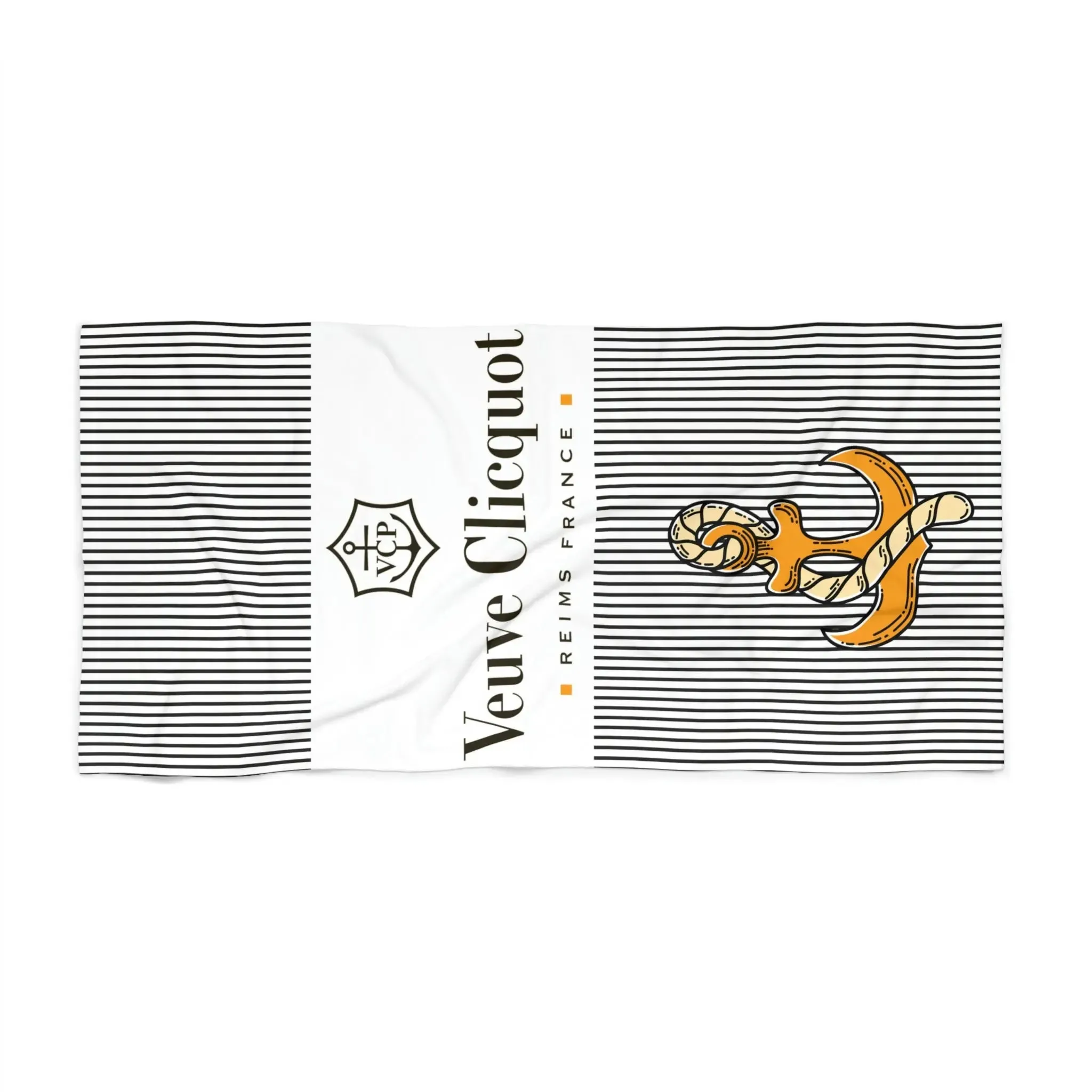 Striped Veuve Champagne Beach Towel