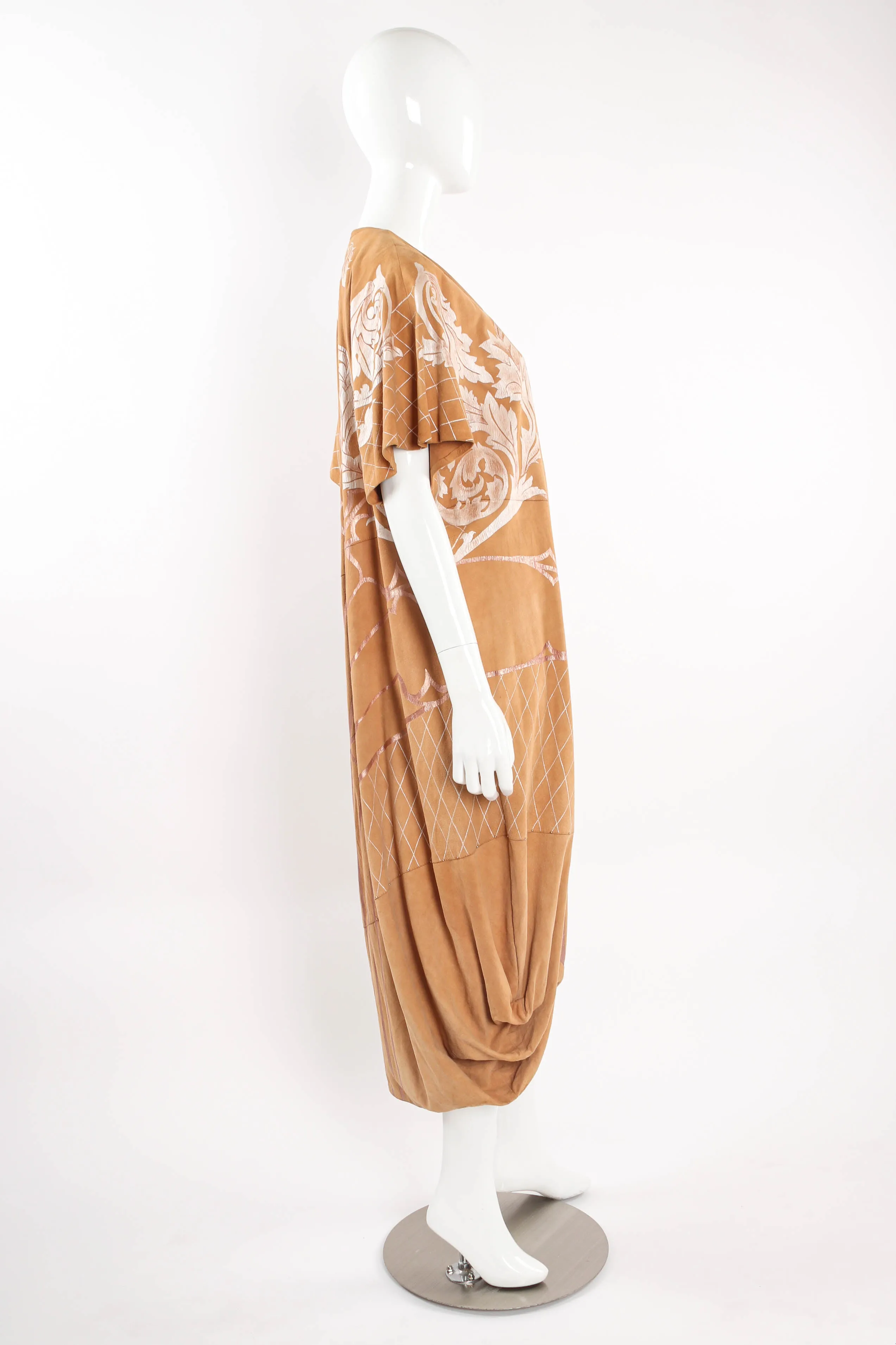 Suede Leaf Print Duster