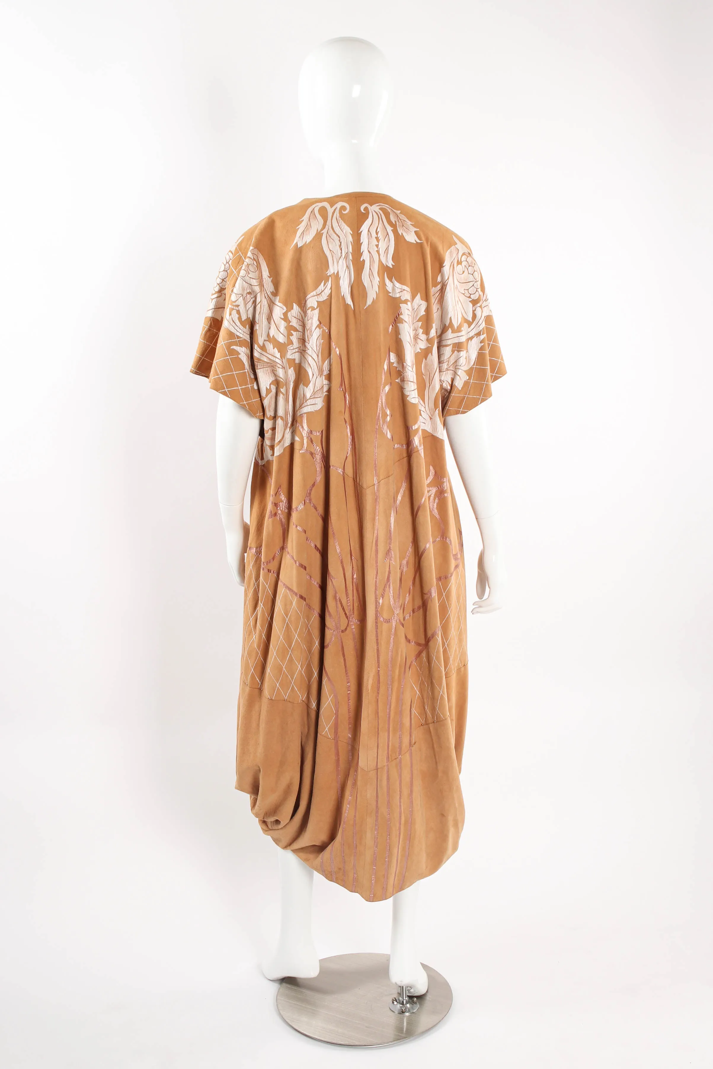Suede Leaf Print Duster
