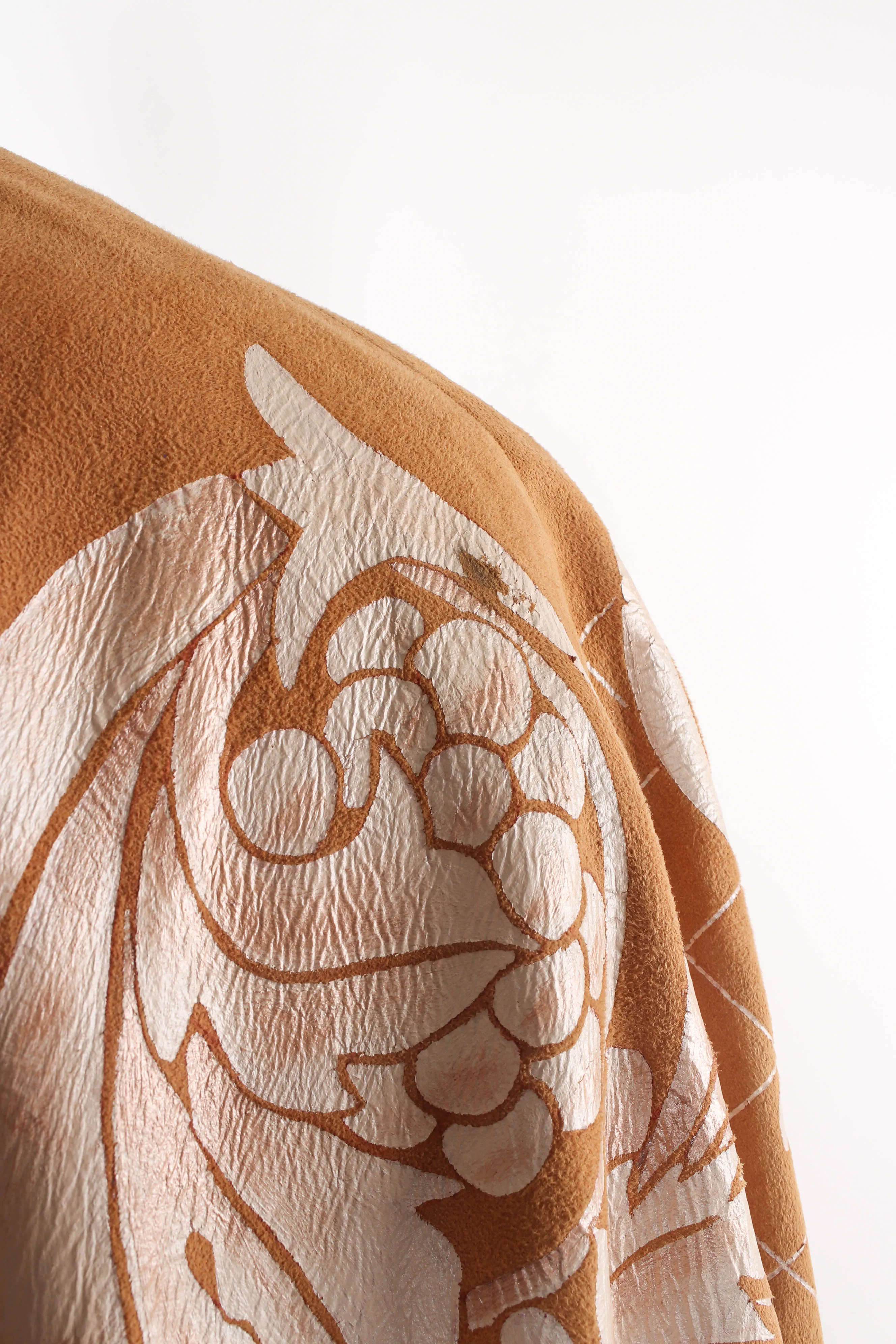 Suede Leaf Print Duster