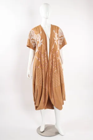 Suede Leaf Print Duster