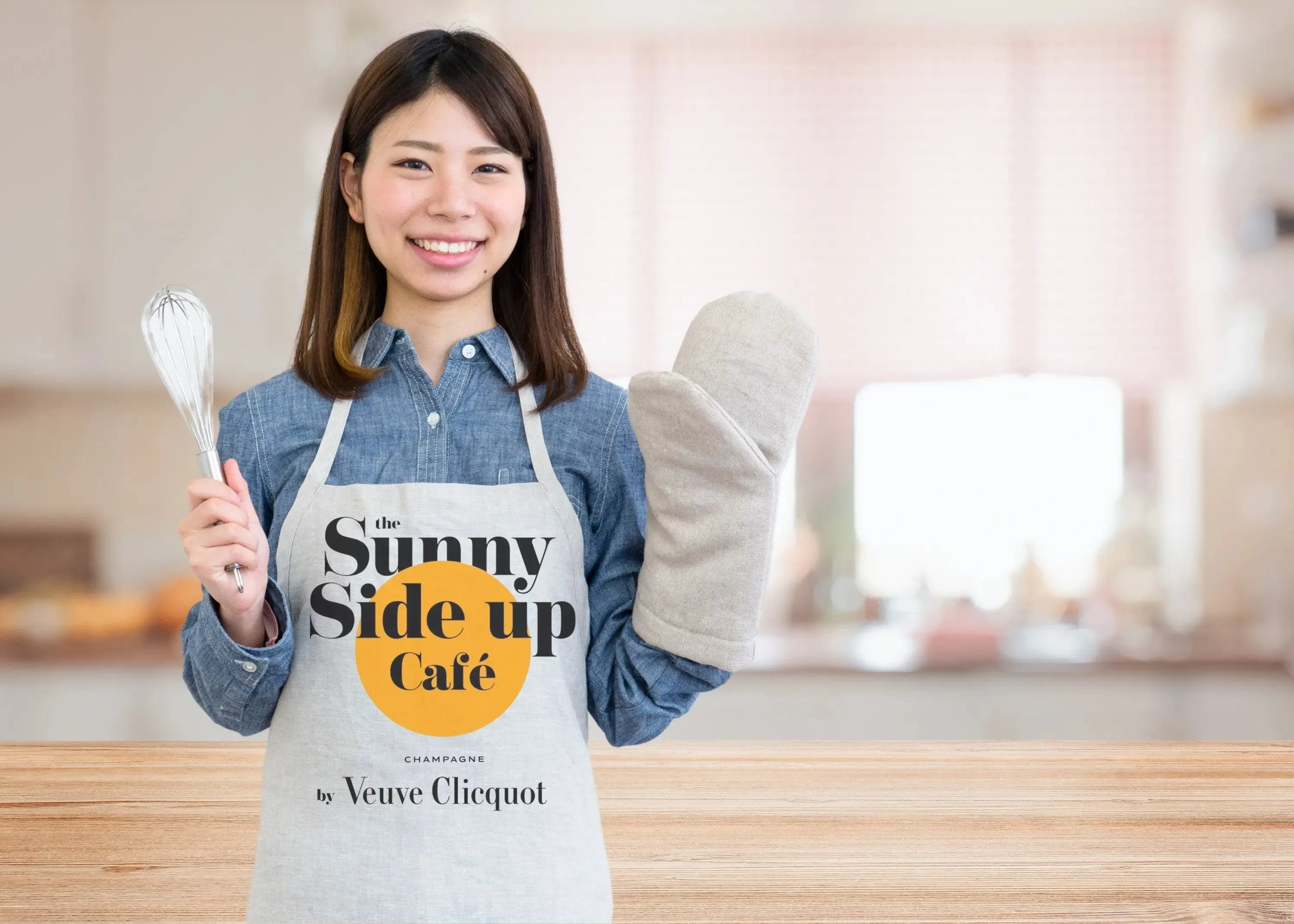 Sunny Side Up Cafe Champagne Label Apron Veuve