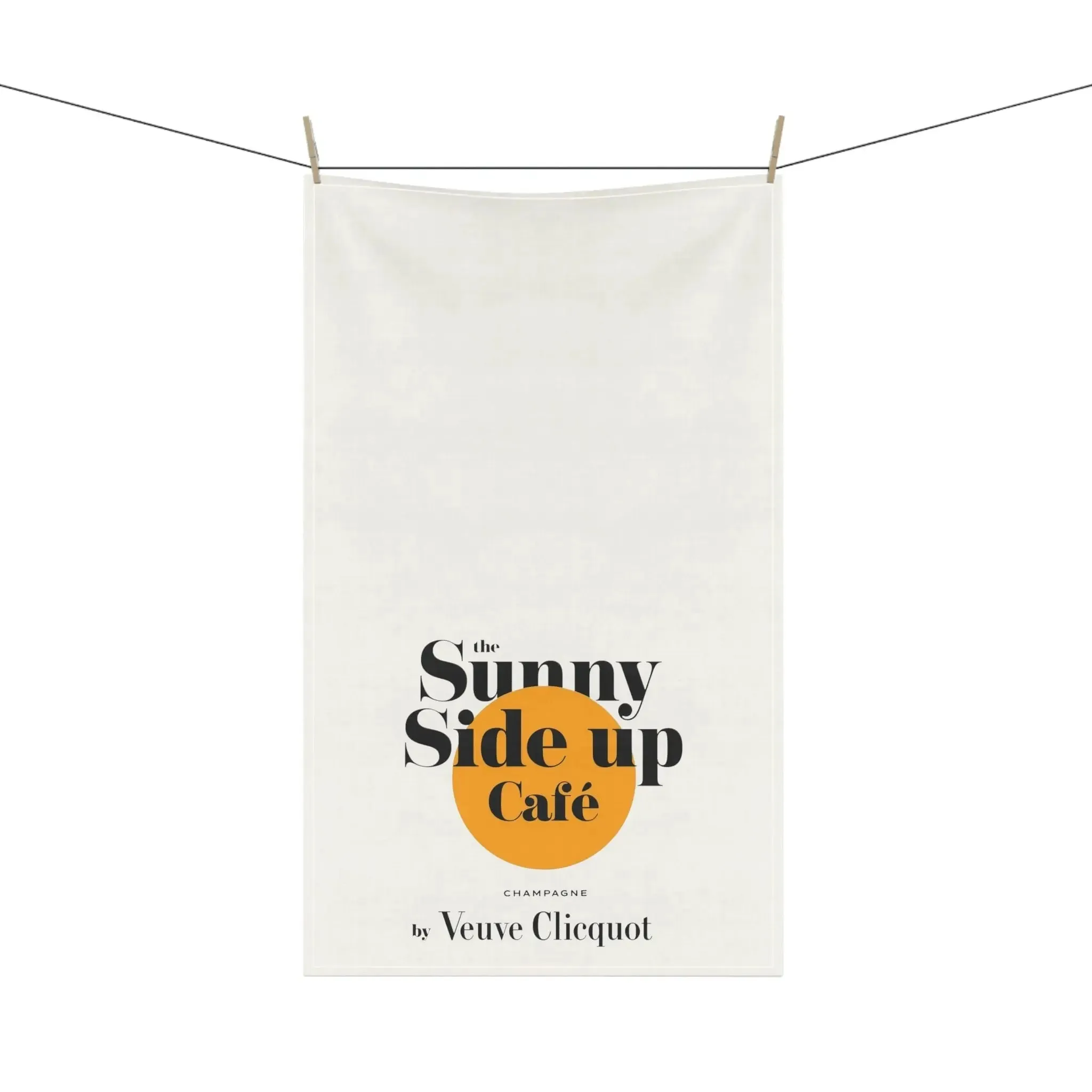 Sunny Side Up Cafe Champagne Label Kitchen Tea Towel