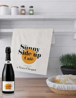 Sunny Side Up Cafe Champagne Label Kitchen Tea Towel